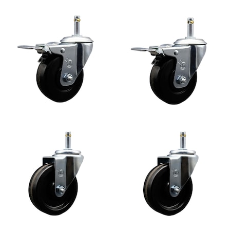 Service Caster 4'' Phenolic Wheel Swivel 7/16'' Grip Ring Stem Caster Set 2 Total Lck BRK, 4PK SCC-GRTTL20S414-PHR-716138-2-S-2